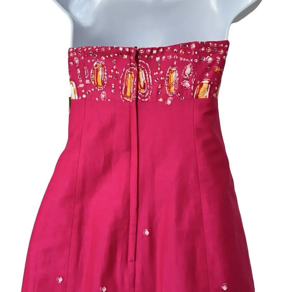 Lilly Pulitzer Fools Jewels Bowen Strapless Mini Dress Size 4 Hot Pink NEW‎ - Picture 4 of 10